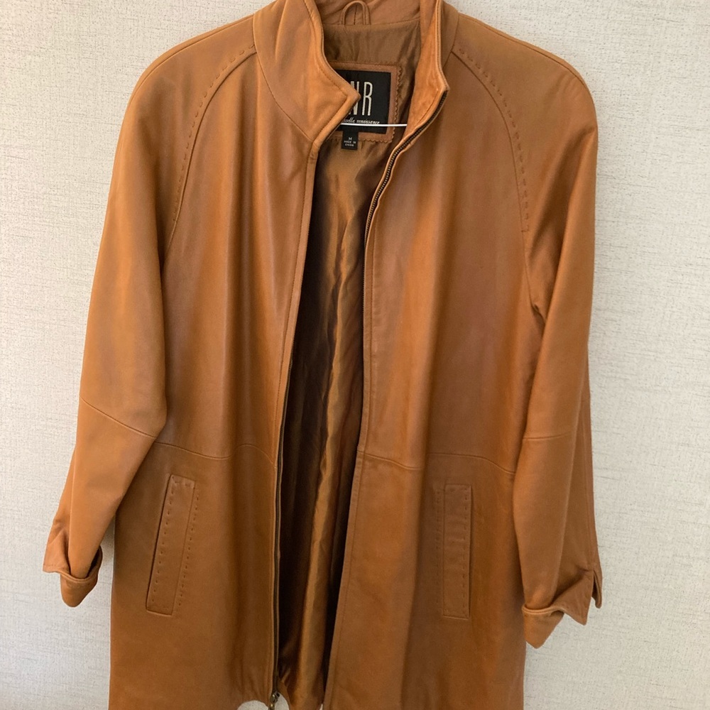 LNR By La Nouvelle Renaissance Camel/Brown Leather Women's Coat Size:M